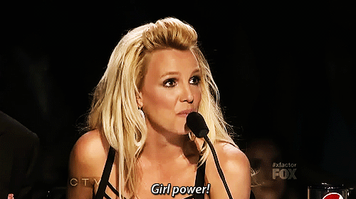 GIF of Britney Spears saying "Girl power!".